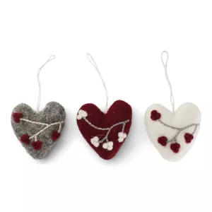 Én Gry & Sif Heart Ornaments w/Berries 3er Set