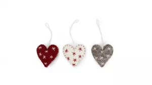 Én Gry & Sif Heart Ornaments w/stars 3er Set